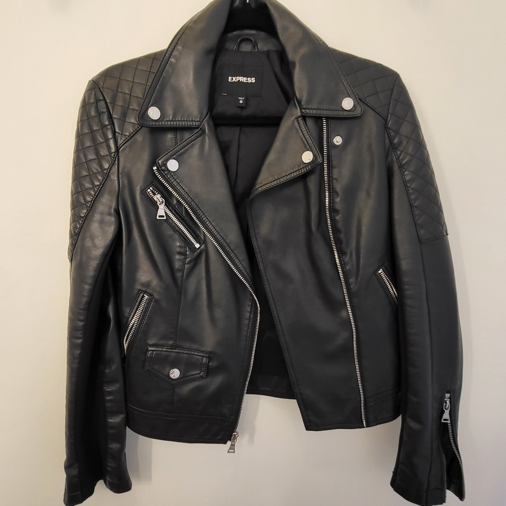 Express Faux Leather Quilted Moto Jacket Size XS